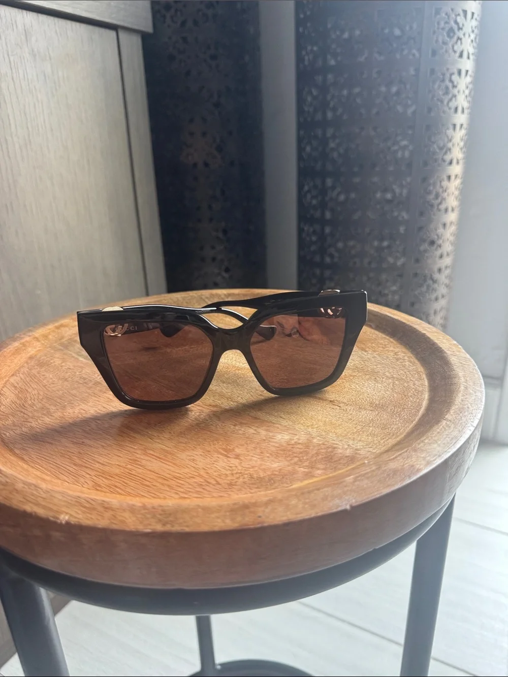 Gucci Black Square Sunglasses with Brown Lenses - Women